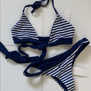 Dippin’ Daisy Navy blue striped Bikini
